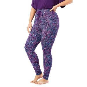 dreams co Pajama Pants 3X Women's Purple Printed Drawstring Button Fly Look Pjs